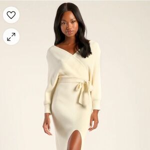Lulus ivory dolman sleeve sweater midi dress